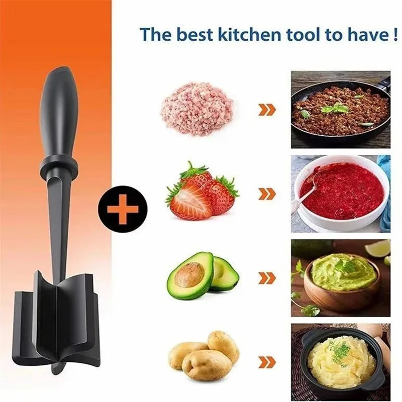 Hot Sale Kitchen Meat Chopper Ground Beef Masher Mixing, Grinding and Pounding Spatula Meat Scraper for Mincing Meat LIJIAO