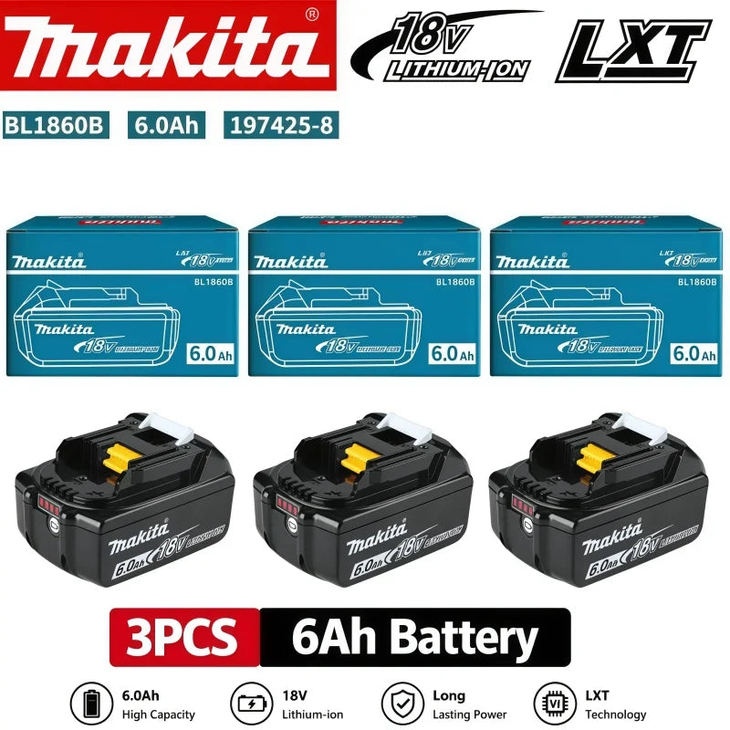 2026 Authentic Makita 6.0Ah Battery, Hot Selling 18V Tools Battery, Replaceable BL1830B L1840B L1850B L1860B, Power Tool Battery