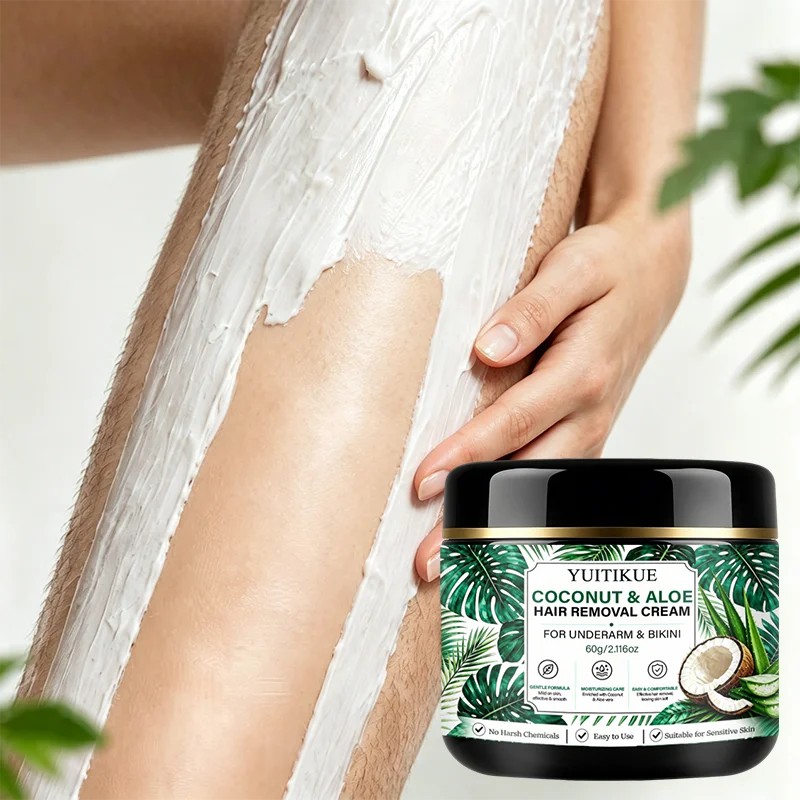 YUITIKUE 60g Coconut Aloe Hair Removal Cream - Gentle Moisturizing Care for Underarm Body Skin