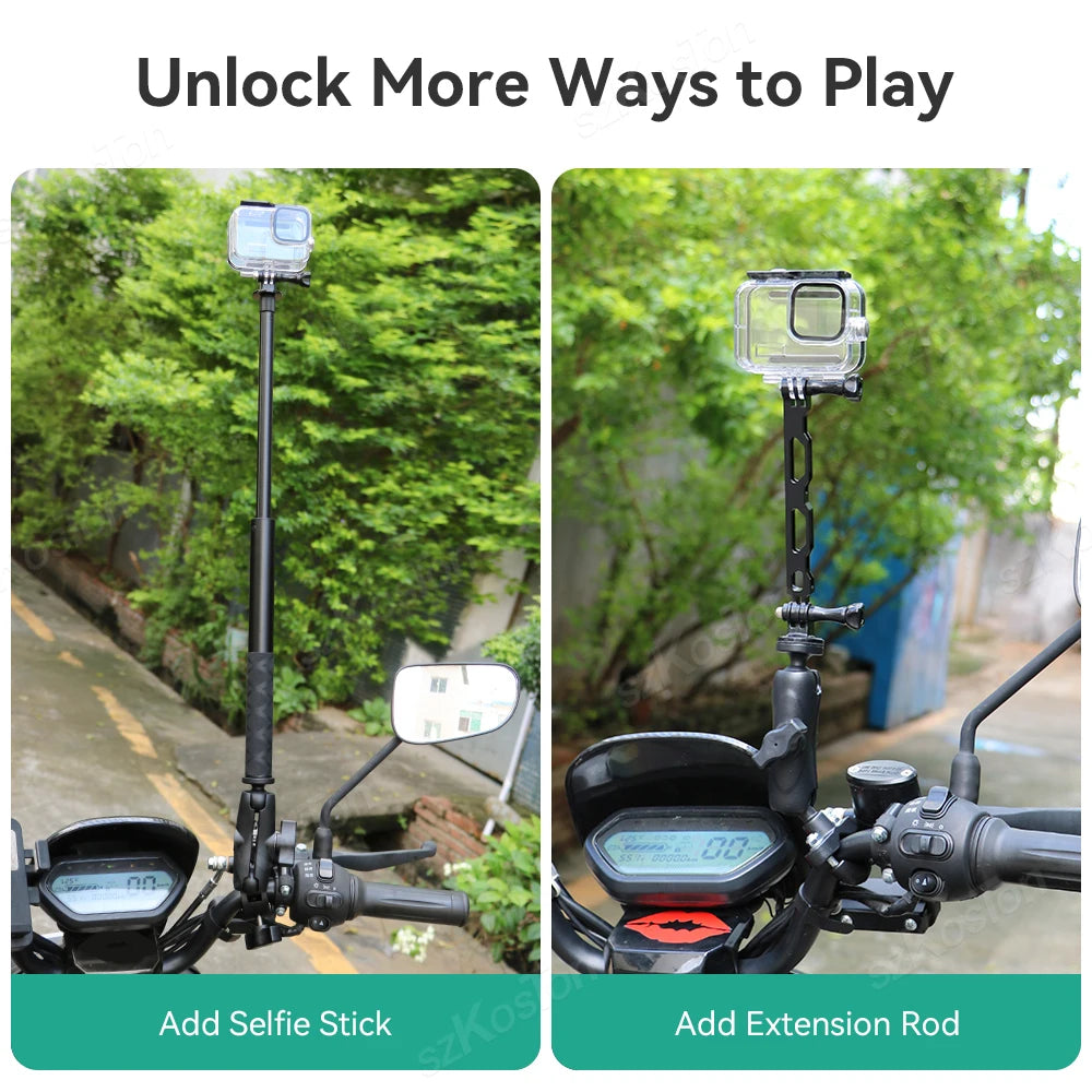 For GoPro 13 12 11 10 Motorcycle Bicycle Holder Handlebar Mount Bracket For Insta 360 X5 X4 DJI OSMO 360 Action 6 5 4 Accessory