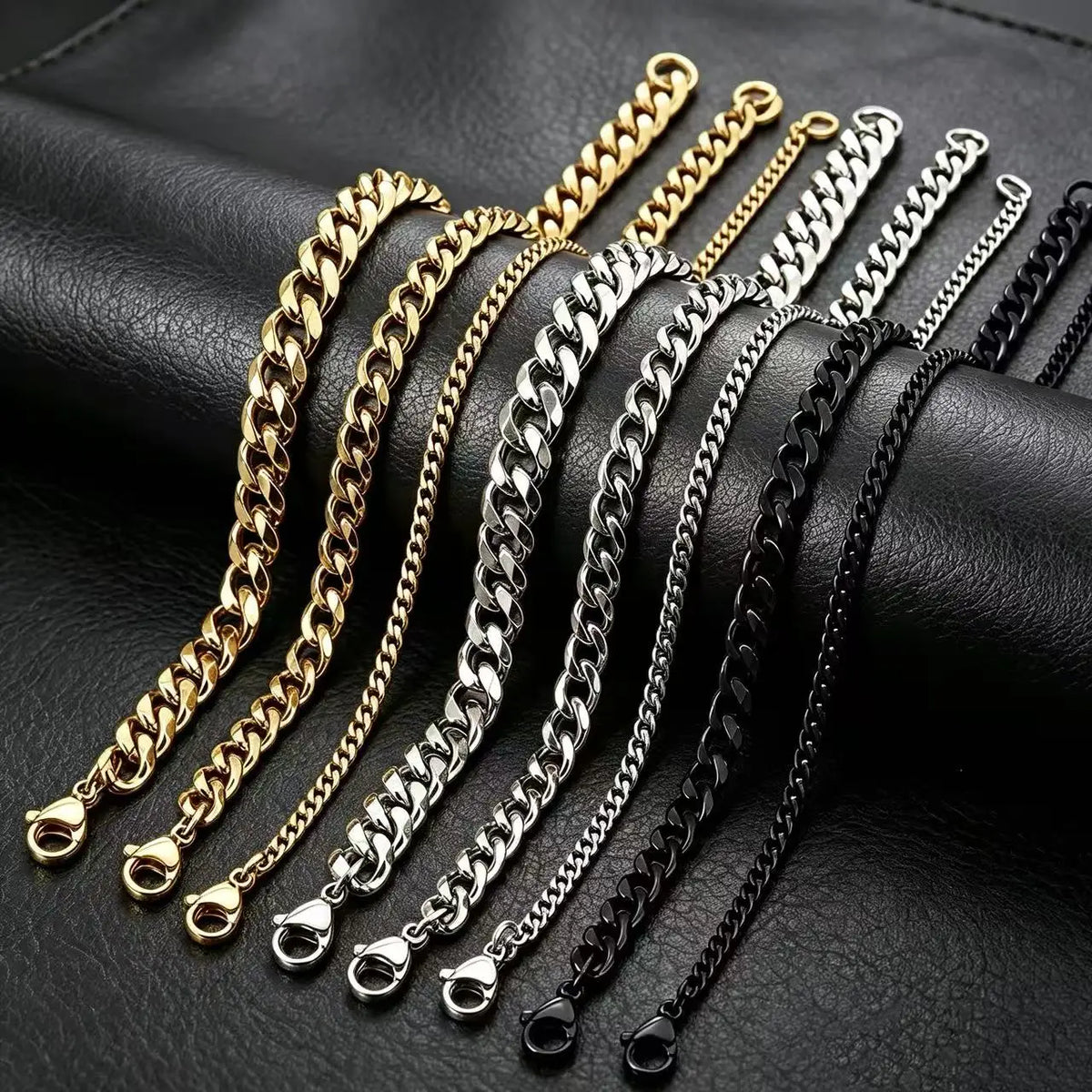 HNSP 3/5/7/9/12MM Stainless Steel Cuban Link Gold Chain Necklace For Men Jewelry Waterproof Accessory Gift