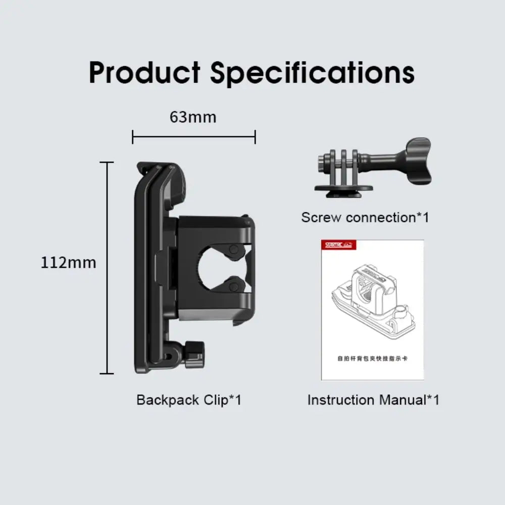 Quick Release Selfie Stick Holster Adjustable Hands-free Backpack Belt Camera Holder 2-IN-1 Stable for Insta360/DJI
