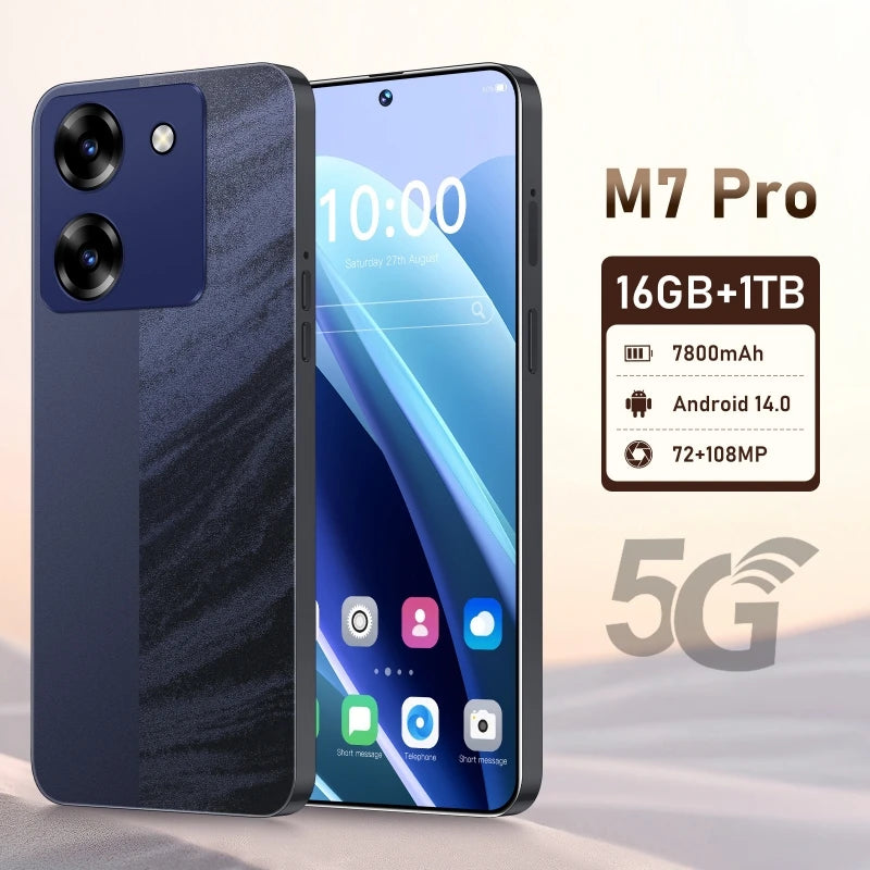 M7 Pro 12GB+512GB Smartphone 7.3inch 7800mAh 72+108MP Dual Android14 Cellphones Snapdragon8 gen3 SIM 5G Mobile phone AB22