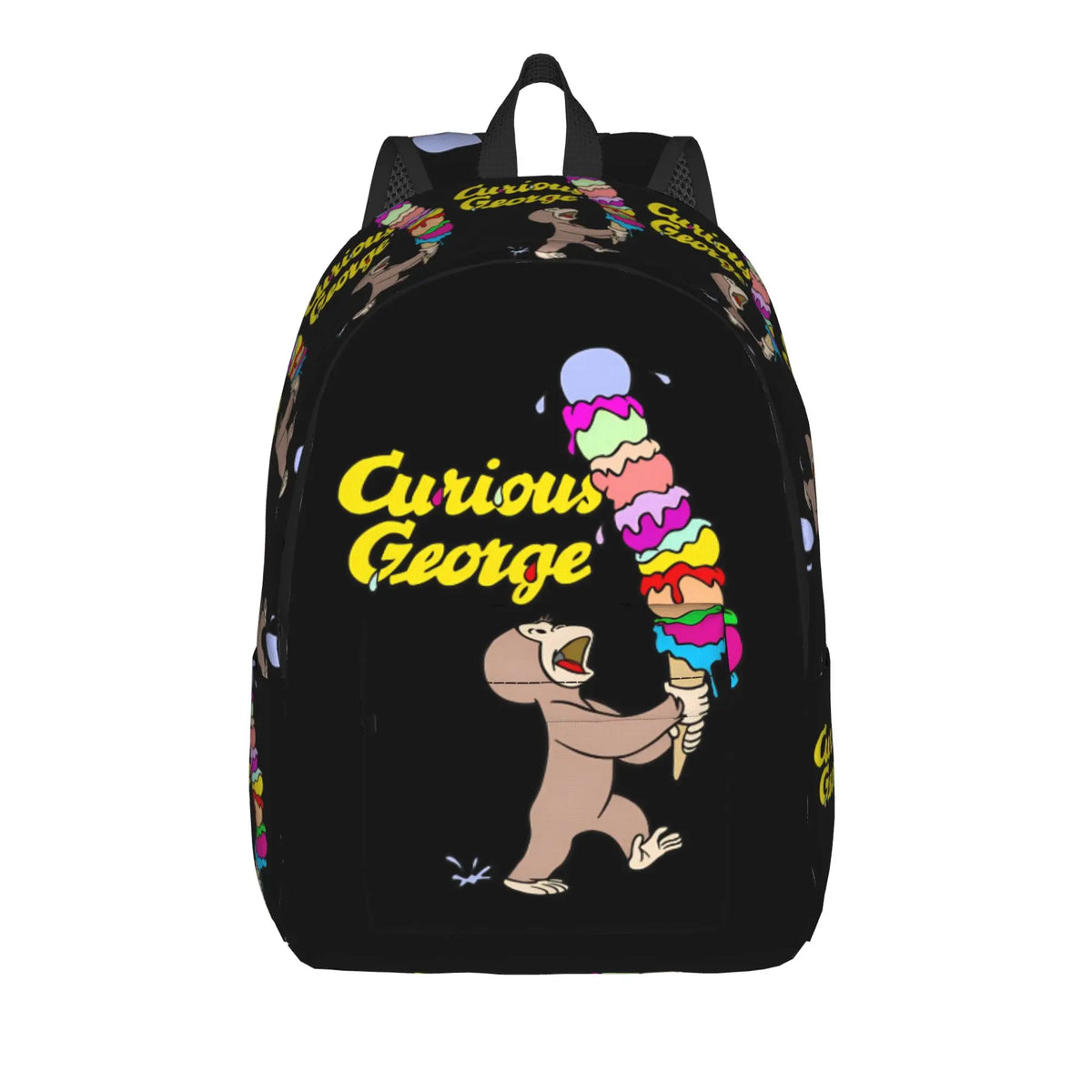 Curious George Swing Banana Stripe Backpack  Outdoor Style Backpacks Women High Quality Large School Bags Streetwear Rucksack