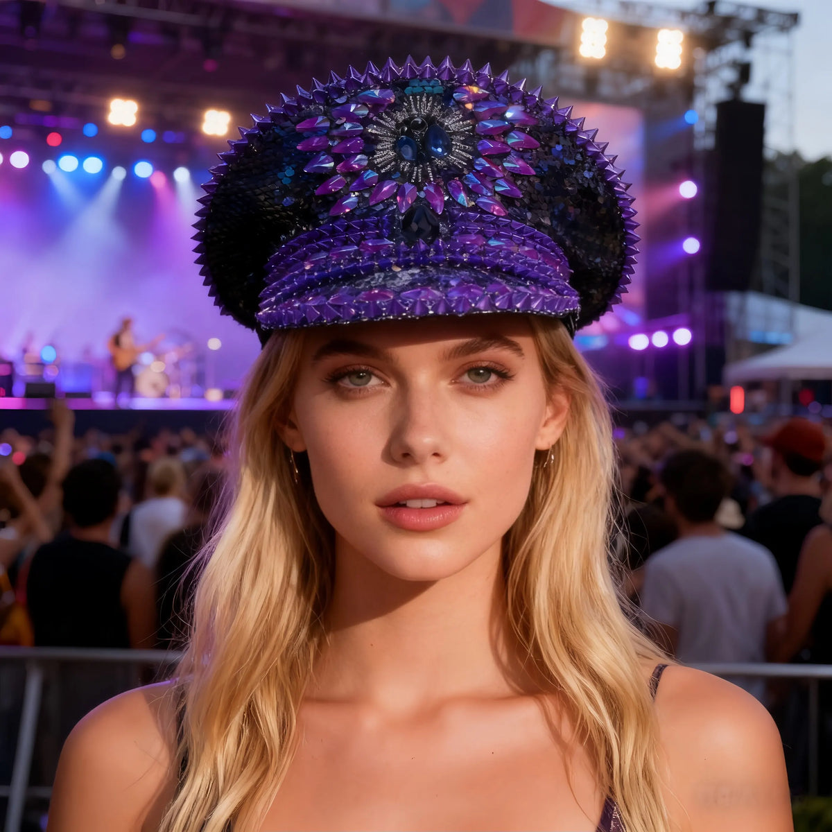 Luxury Festival Rhinestone Captain Hat Military Cap Sergeant Hat Hen Do Hat Mucis Festival Steampunk Caps Fashion Masquerade