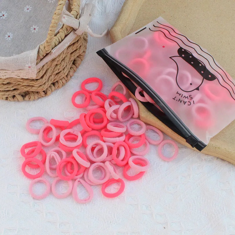 100 Zippered Bag Children's Hair Accessories With High Elasticity Fashionable Nylon Hair Rope Simple Basic Sports Headband