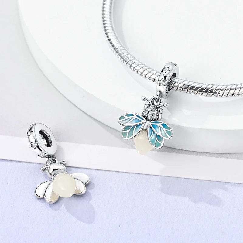 Hot Sale Charm Bead Pendant 925 Sterling Silver Firefly Love Heart Cats Dogs Sunflower Charm for Bracelet Women DIY Jewelry Gift
