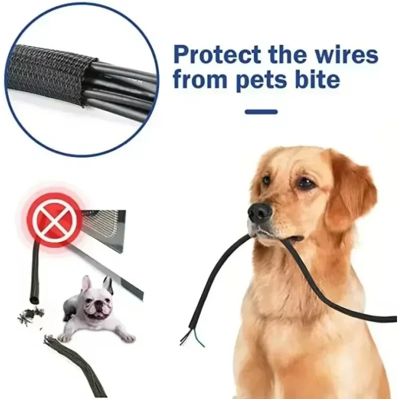 NEW 1-5M Self Closing Cable Protector Sleeve PET Braided Expandable Auto Line Management Flexible Loom Split Pipe Tube Protector