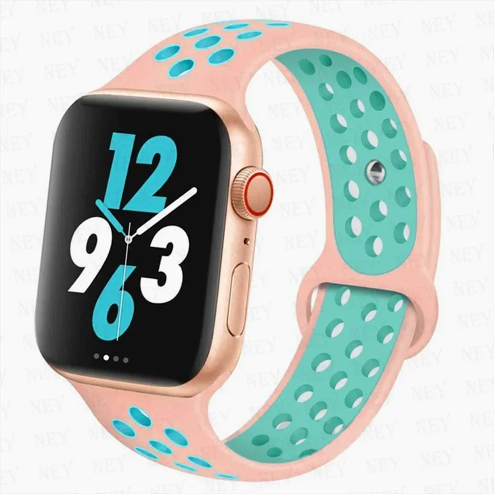 Sport Strap For Apple Watch Band 45mm 49mm 44mm 40mm 41mm 42mm Silicone bracelet correa iWatch Ultra 2 Series 9 8 SE 7 6 5 4 3