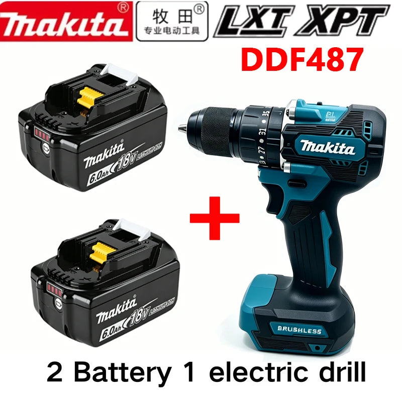 Original Makita Battery DDF487 Cordless Driver Drill Brushless Electric Impact Screwdriver Rechargeable  battery Power Tool