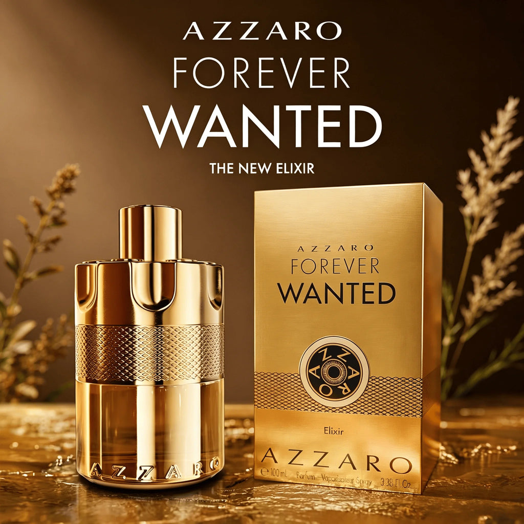 Azzaro Forever Wanted Elixir Parfum 100ML With Original Gold Gift Box Long Lasting Rich Warm Spicy Vanilla Woody Oriental Fragrance Men Perfume Shiny Gold Metallic Grenade Bottle Luxury Masculine Scent Business Night Holiday