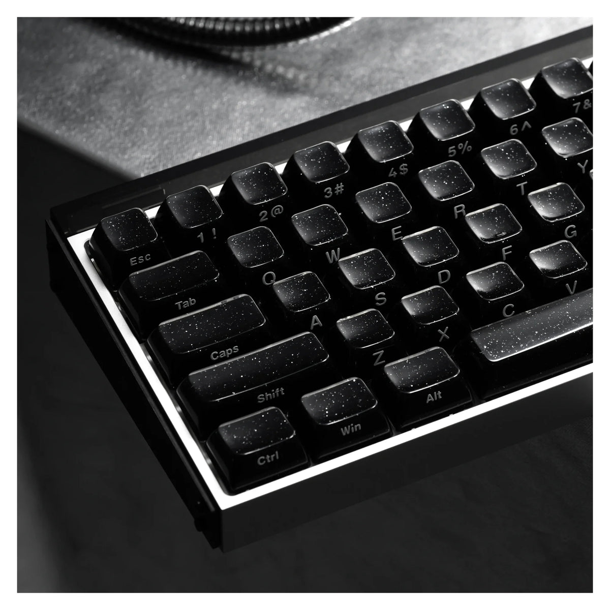 132 Keys Starry Black Crystal Jelly PBT Keycap Double Shot PC Keycaps for Gaming Mechanical Keyboard