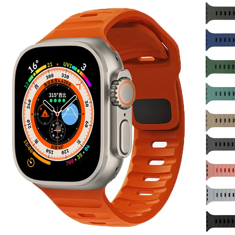 Silicone Strap For Apple Watch ultra2 Band 44mm 49mm 45mm 41-46-42mm 40mm sport correa bracelet iwatch Series 10 7 6 se 3 8 9 11