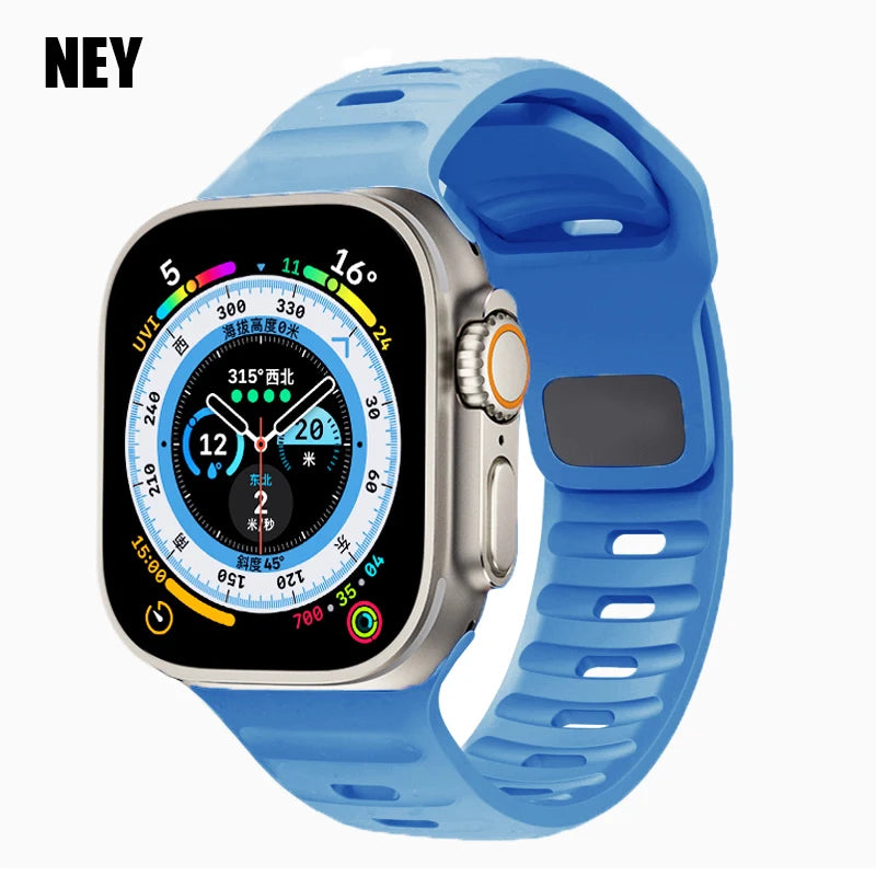 Sport Strap For Apple Watch Ultra band 49mm 45mm 46mm 44mm 42mm 41mm Silicone Air hole Bracelet iWatch Serie 11 10 9 8 7 6 SE