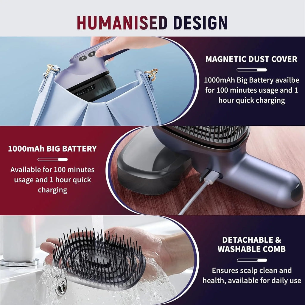 Massage Comb Red Light 360° Kneading 2 Level 167*Massage Bristles Vibration 3*Essential Oil Cartridges Atomization Head Massager