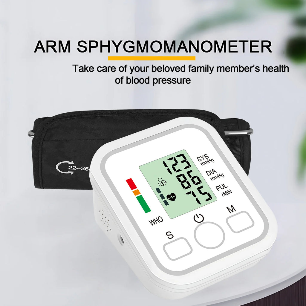 Blood Pressure Test Kit BP Monitor Upper Arm Automatic Tonometer Digital Sphygmomanometer Pulse Medical Device Or Pulse Oximeter