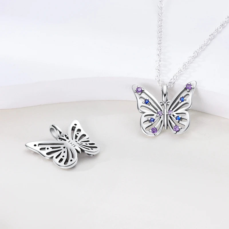 Necklace 925 Sterling Silver Butterfly Love Heart Bear Classic Simple Adjustable Necklace For Women Girl Fashion Jewelry Gifts