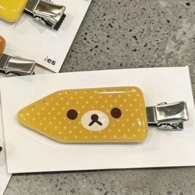 INS Bear Hair Clips Kiiroitori Polka Dot Glossy Resin Arrow Duckbill Side Barrettes Hairclips For Women Girls Jewelry