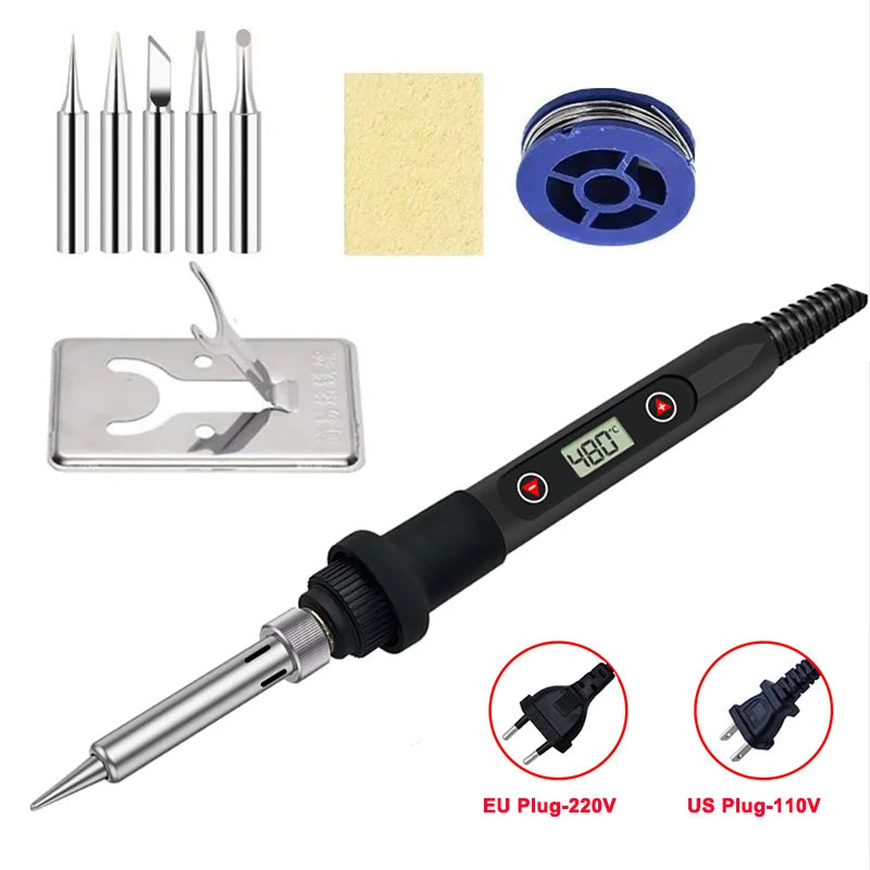 NEW Electric Soldering Iron 16IN1 80W LCD Digital Display 180-500 Adjustable Replaceable Head Soldering Iron Tin Pen Welding Kit