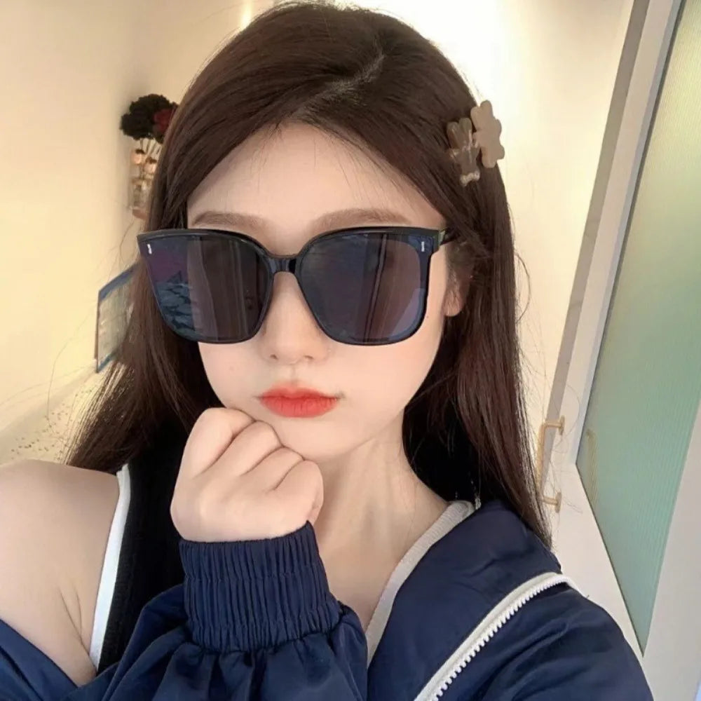 Korean Style Fashion Large Frame Square UV Protection Sun Glasses for Women Glass Personality Sunglasses Unisex