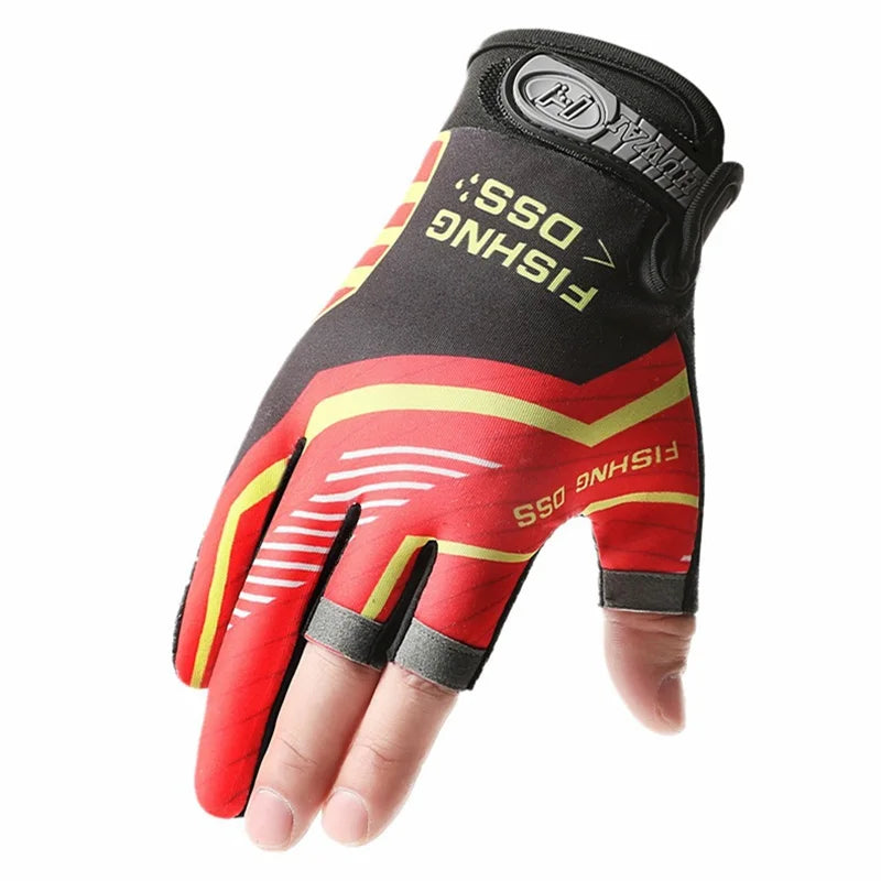 1Pair Luya Fishing Gloves Sunscreen Windproof Breathable Cut Resistant Anti Slip Three Finger Sports Fishing Equipment