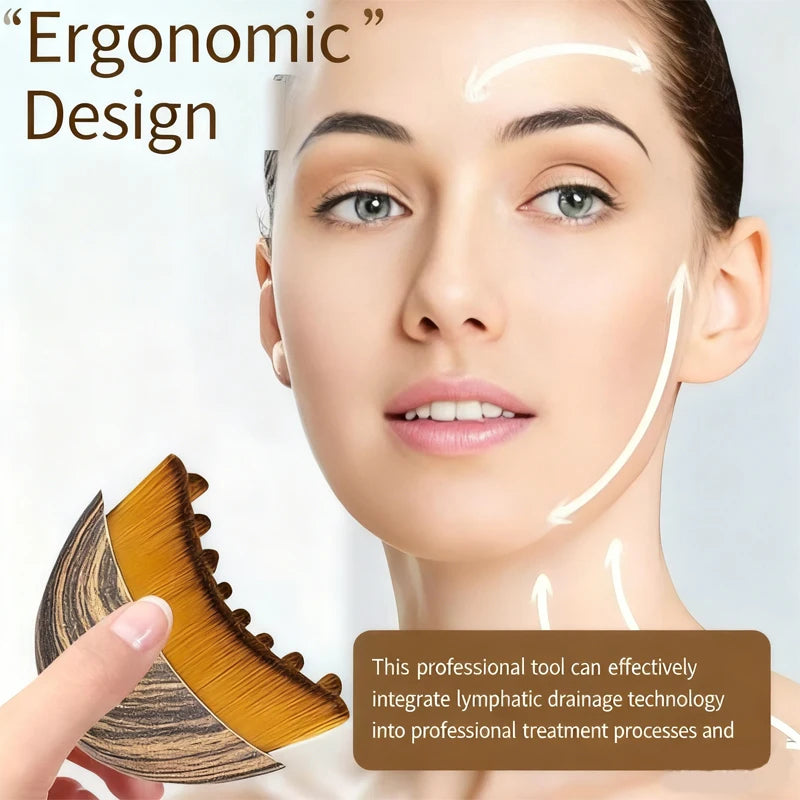 Lymphatic Contour Face Brush Dry Facial Brush Soft Bristles Contoured Lymphatic Massage Tool Home Spa Gentle Exfoliation Brush