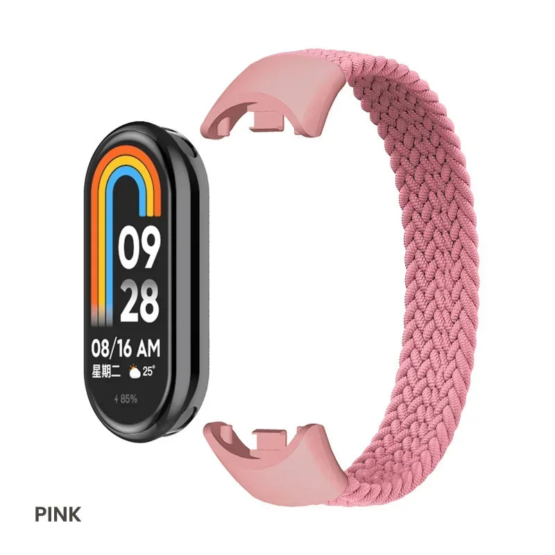Braided Solo Loop for Xiaomi Mi Band 8 Strap Replacement accessories Elastic Nylon Watchbands correa bracelet for Miband 8 NFC