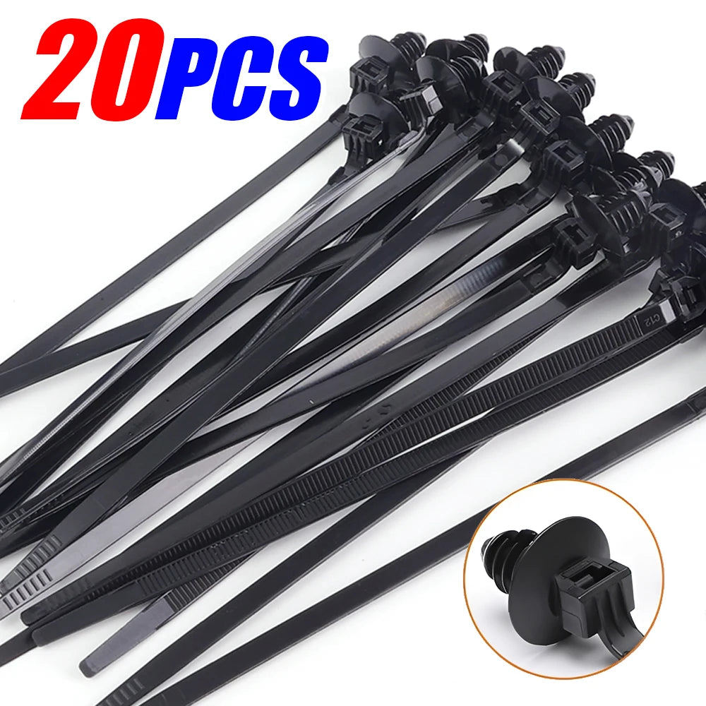 Nylon Self Locking Zip Tie Car Engine Bay Wiring Loom Retainer Clip Screw Mount Fastener Universal Automotive Wire Management