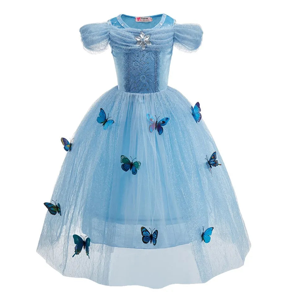 Children Princess Fancy Costume Elsa Party Carnival White Dress Up for Girl Christmas Birthday Cosplay Belle Snowflake Vestidoes