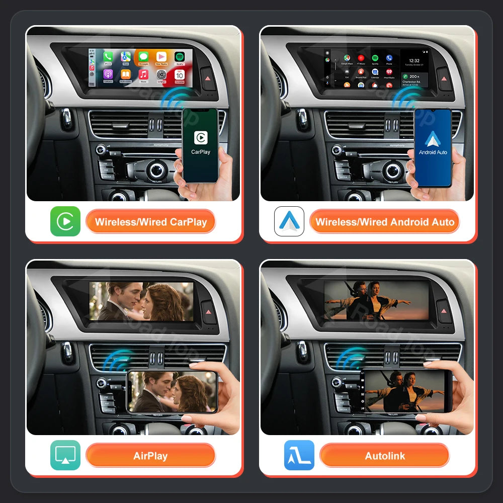 8.9'' 12.3'' Touch Screen Car Multimedia Display For Audi A4 S4 B8 2008-2016 With Wireless Carplay Andriod Auto Airplay Autolink