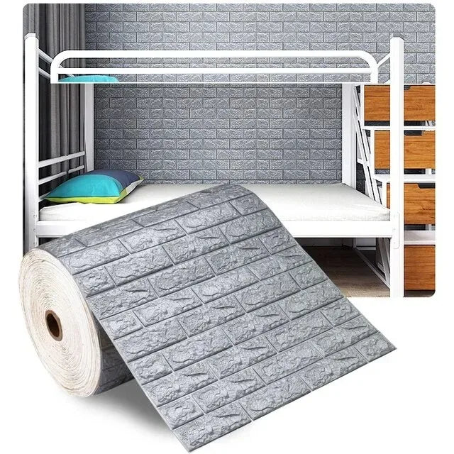 3D Decorative Faux Brick Wallpaper 70cmx100cm Self Adhesive Waterproof Stain Resistant Wall Sticker Kitchen Living Room Decor