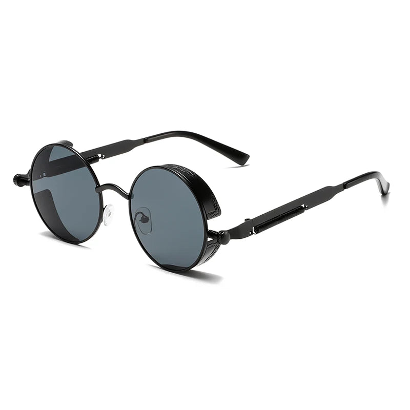 KAMMPT New Fashion Steampunk Metal Shades Original Brand Design Round Decor Sunglasses Chic Vacation Beach Anti UV Sun Glasses