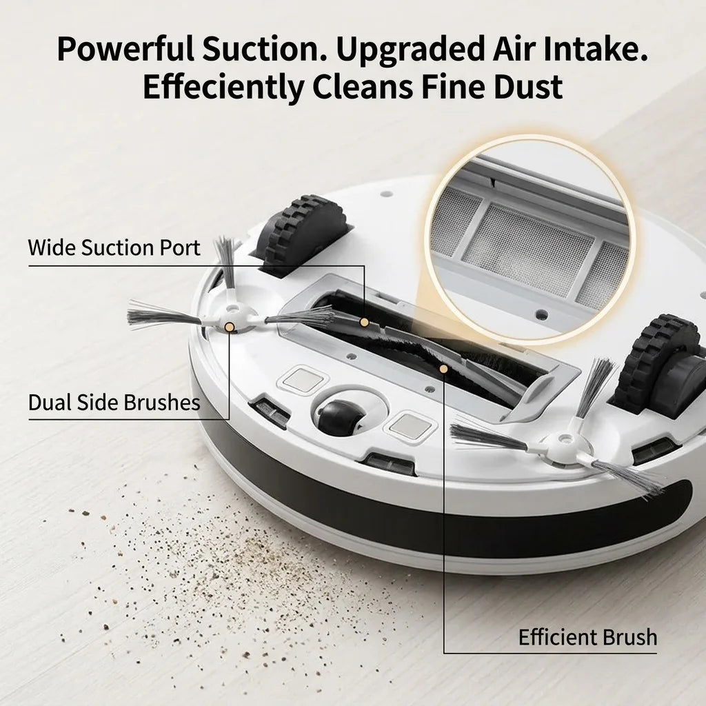 Robot Vacuum Cleaner, 4.5cm Ultra-Slim Robotic Vacuum for Pet Hair & Hard Floor, 45dB Quiet Automatic Floor Sweeper with 50-Min Runtime, Smart Obstacle Avoidance Mini Sweeping Robot for Home & Office