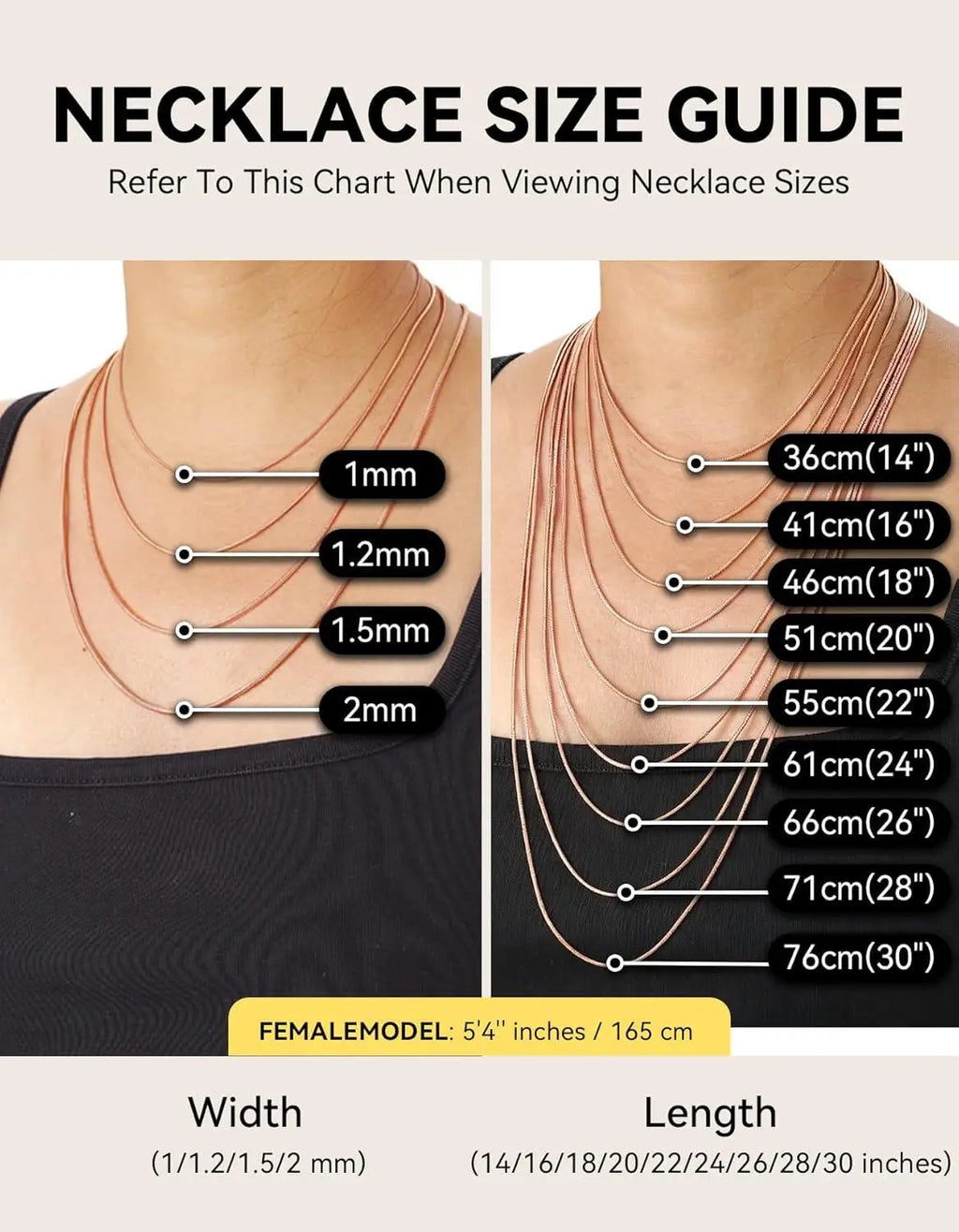 Round Snake Chain Necklace Thin 1mm Waterproof Gold Plated Stainless Steel Multi Layer Summer Beach Choker 16-28 Inches