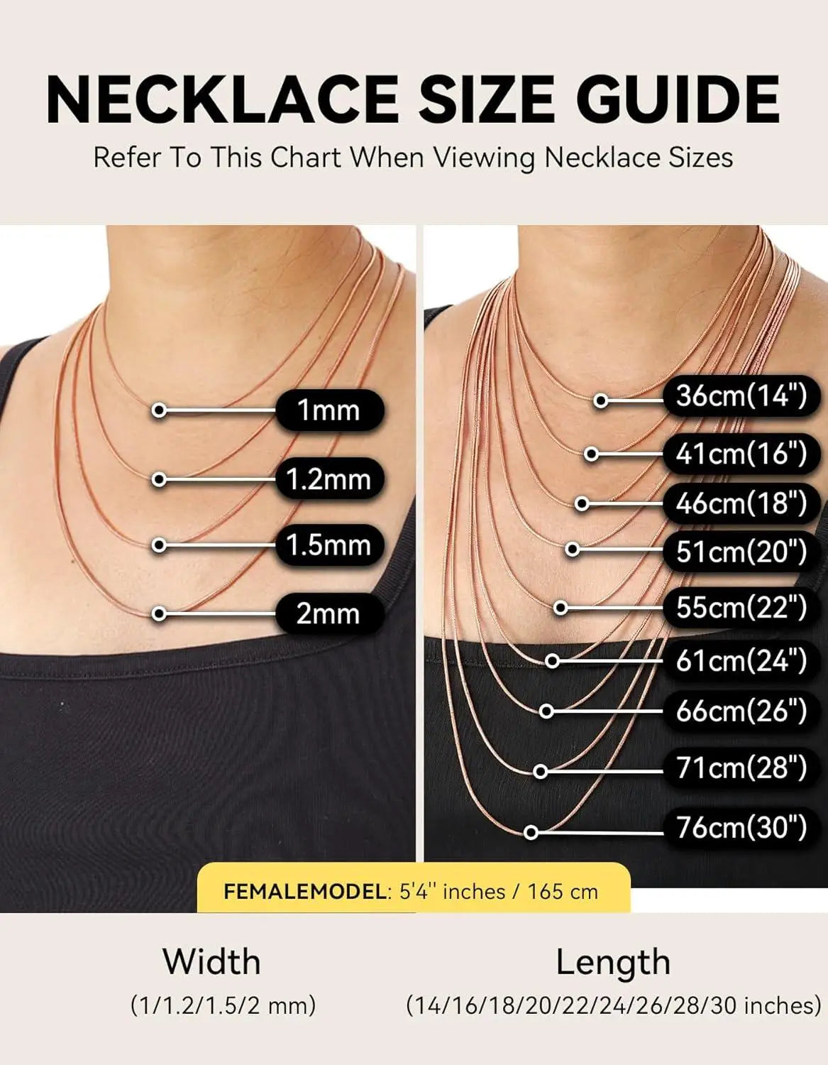Round Snake Chain Necklace Thin 1mm Waterproof Gold Plated Stainless Steel Multi Layer Summer Beach Choker 16-28 Inches