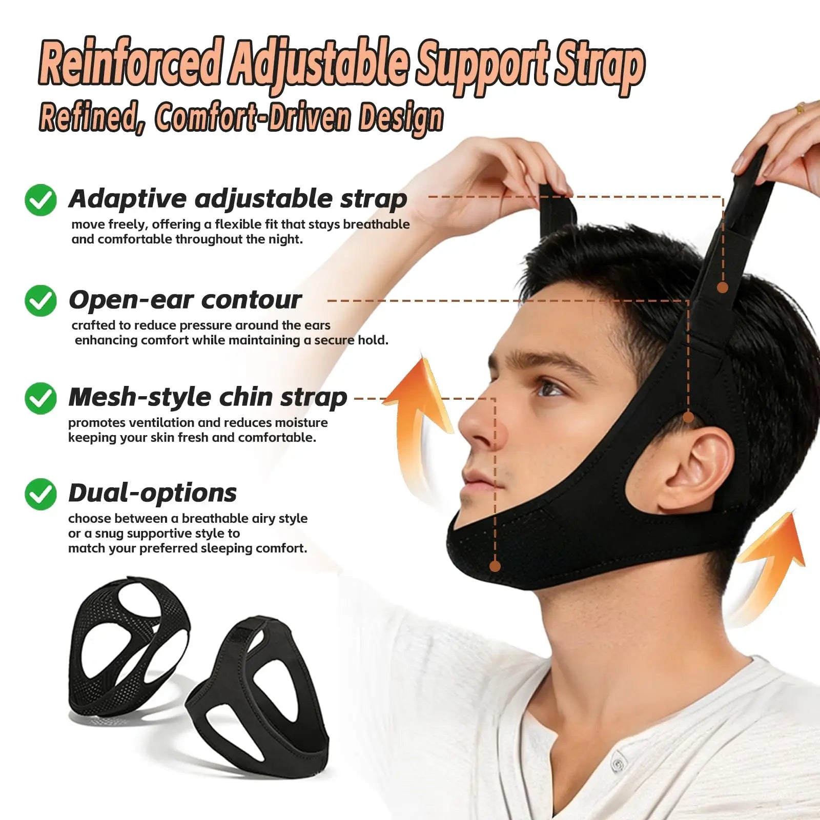 Anti-snoring Band Stop Snore Chin Strap Sleep Support Aid Tools Snoring Protection Jaw Belt Open Mouth Breathing Corrective Rest