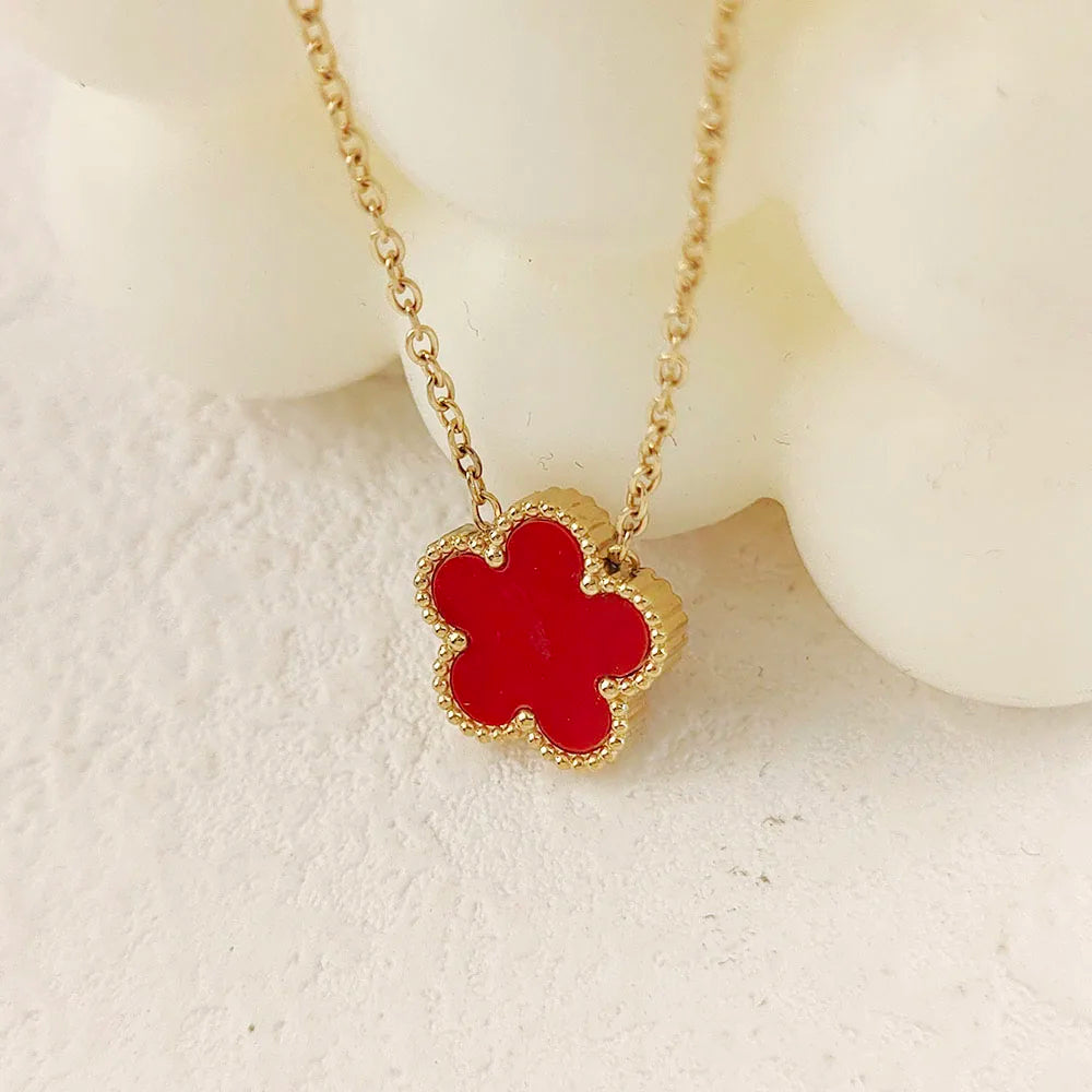 Classic five-leaf clover shell pendant, high quality waterproof metal 18K women's necklace, wedding party jewelry