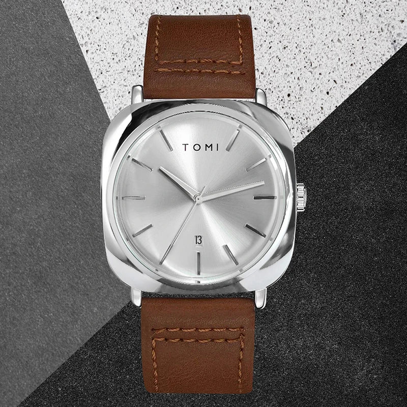 TOMI Men's Fashion Business Design Watch Square Small Disc Watch High Quality Minimalist Design Elegant Men's Watch Quartz Watch