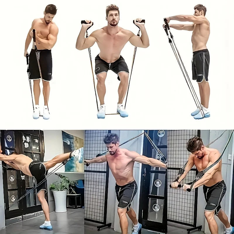 11pcs TPE Resistance Band Set Fitness Band Pull Rope Elastic Training Band With Door Anchor Handles Carry Bag Legs Ankle Straps