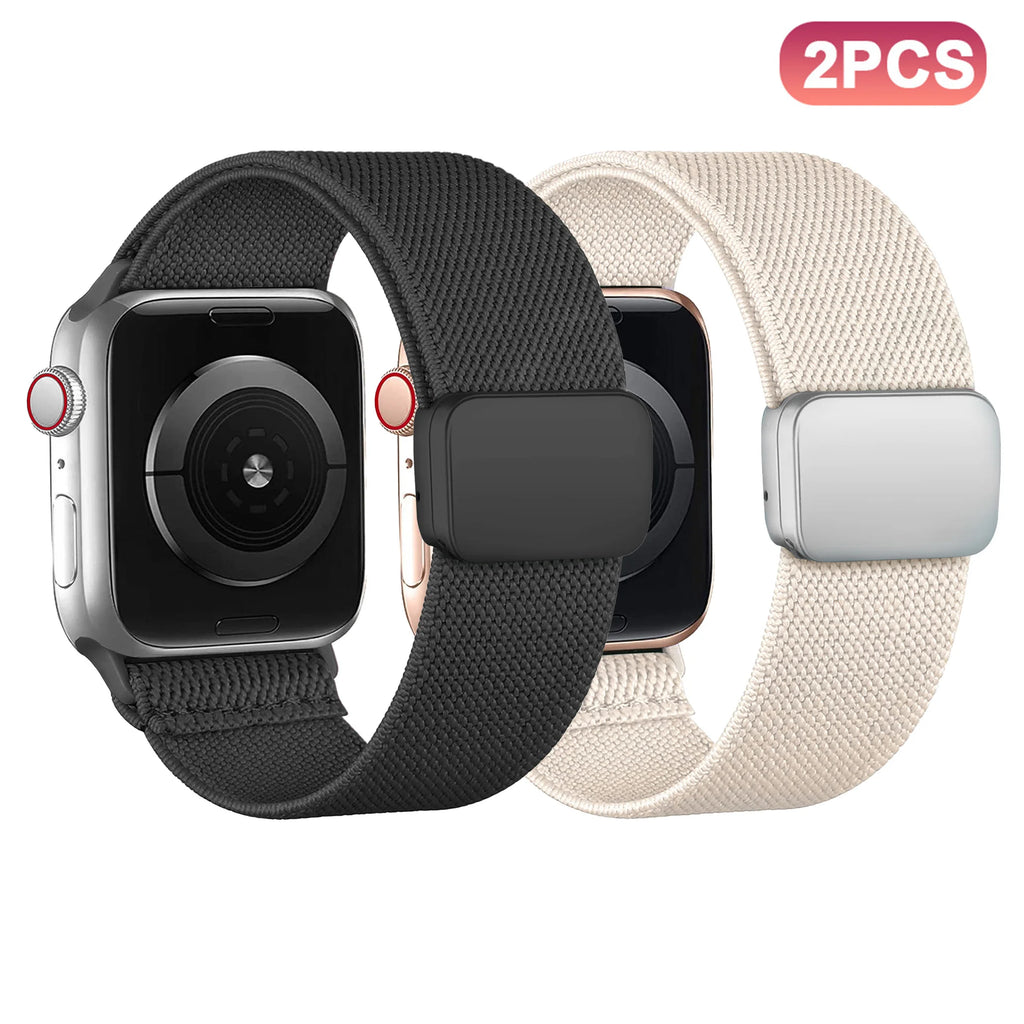 Magnetic Loop For Apple Watch Band 40mm 44mm 45mm 49mm 41mm 38mm Nylon sport bracelet iwatch ultra 3 2 Series 11 10 9 8 se strap