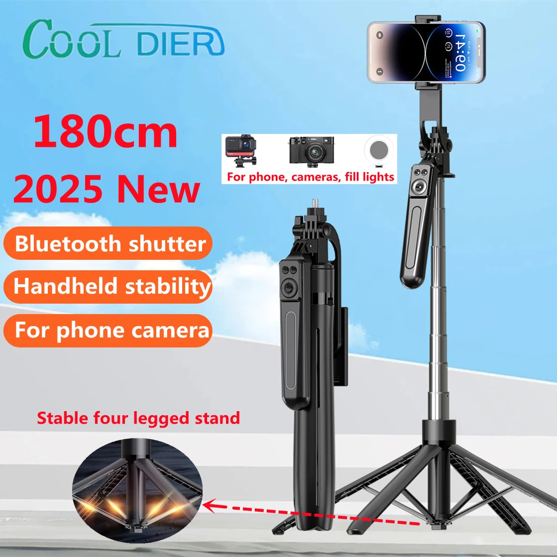 COOL DIER 2026 New 180cm Tripod for Smartphone Camera,Tripods Stand with Bluetooth shutter Wireless Selfie Stick brackets holder