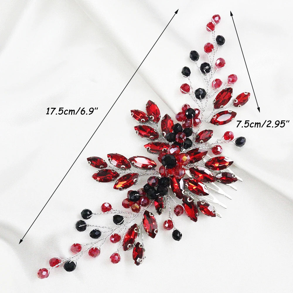 Green Crystal Bride Hair Comb Rhinestone Wedding Head Jewelry Bridal Hair Accessories for Women and Girls Bridesmaid Decor Gifts