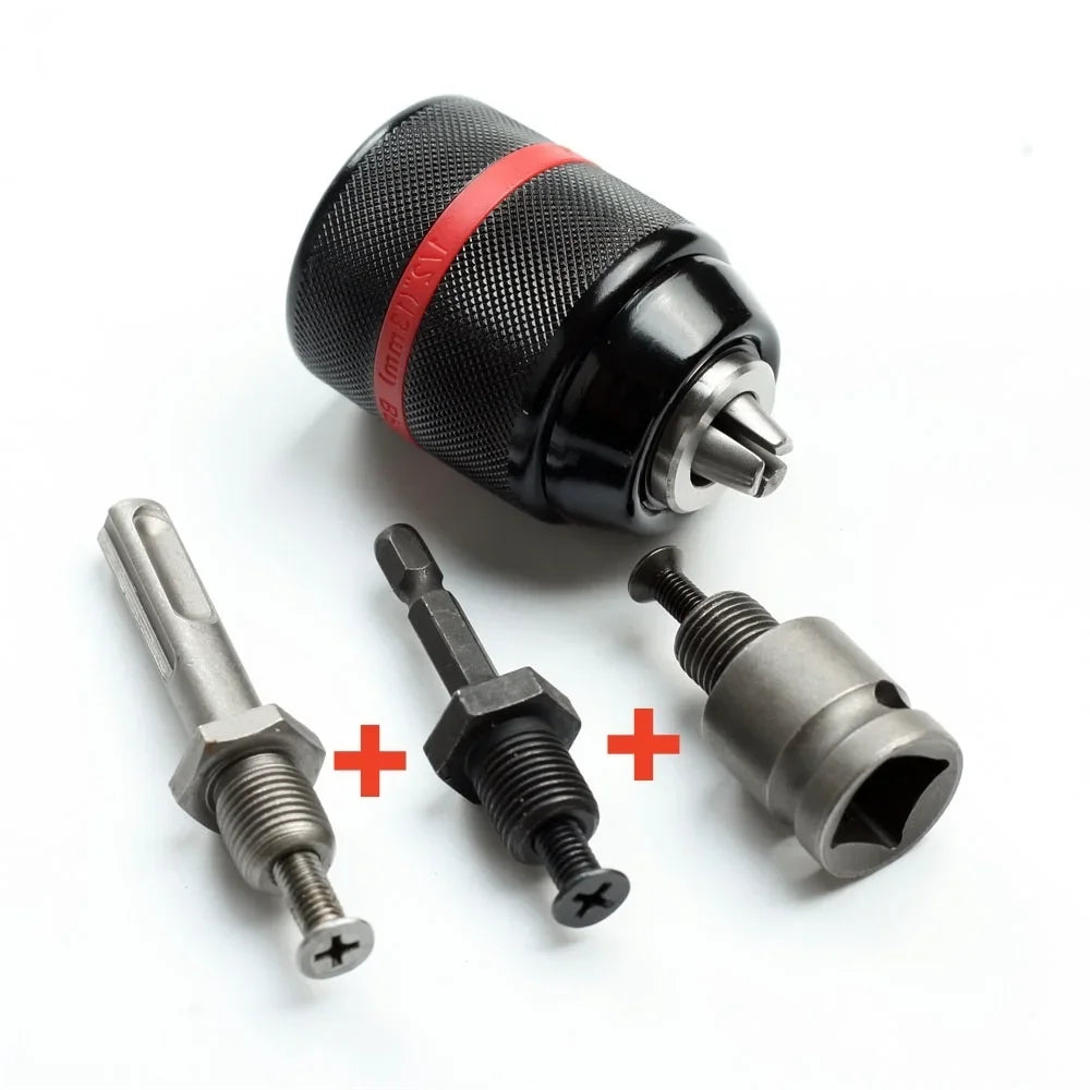 Professional Metal Heavy Duty 1/2-20UNF 1.5-13mm Keyless Drill Chuck Hex Shank/SDS/Socket Square Female Adapter Hardware Tools