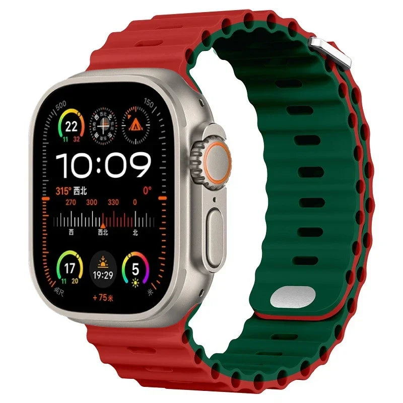 Ocean Silicone Strap For Apple Watch UItra 3 1 2 49mm 10 9 8 7 11 46mm 42mm 45mm 41mm Bracelet Wristband iWatch 6 5 4 SE3 44mm