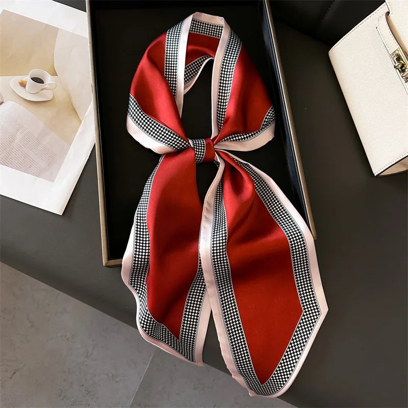 NEW Fashion Print Long Silk Scarf Graphic Ribbon For Women Soft Cozy Silk Scarf Versatile Neckerchief Length Luxury Headband