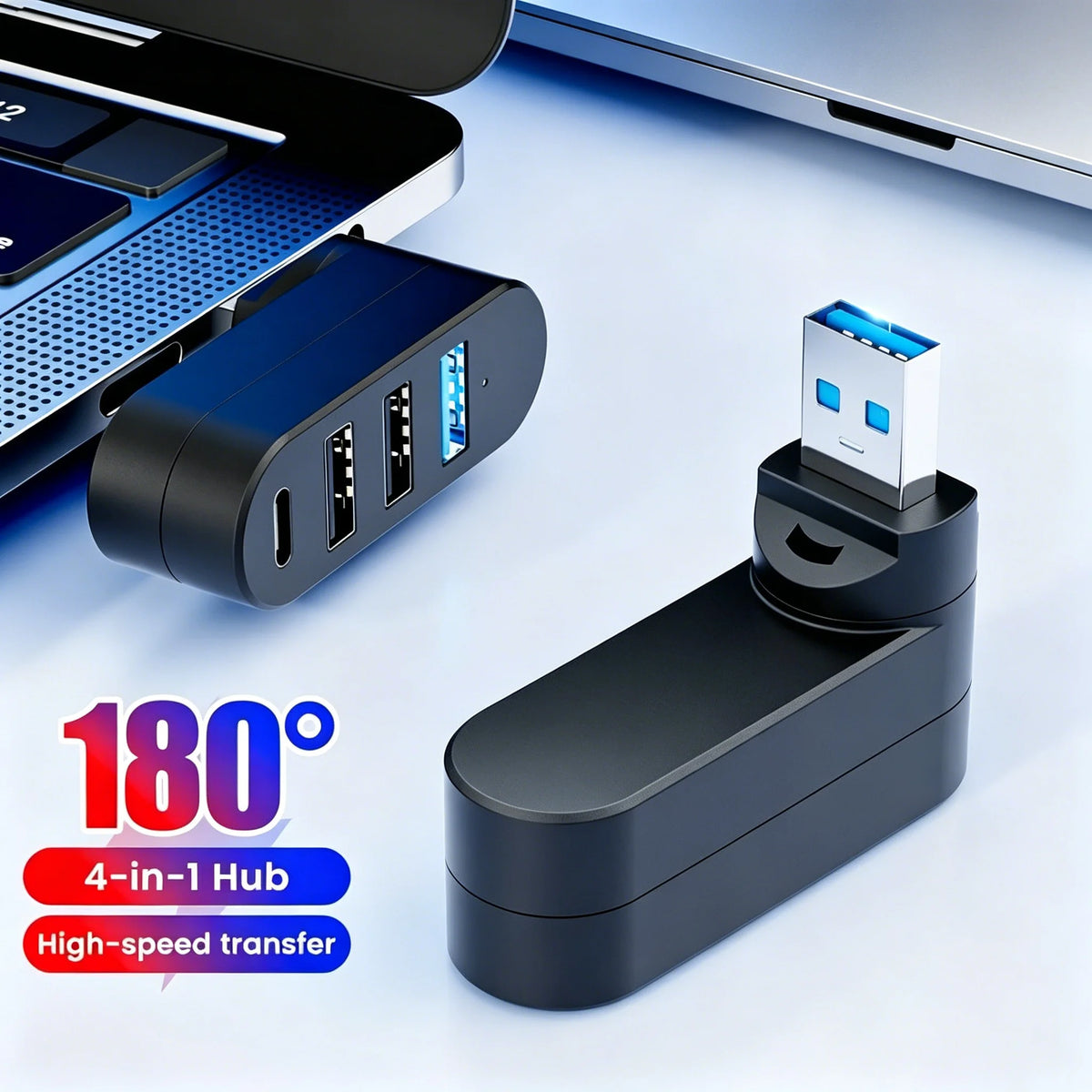 180° Rotatable Mini USB 3.0 Hub 3/4 Ports Type C Splitter High Speed Data Transfer Dock For Notebook MacBook Desktop Flash Drive