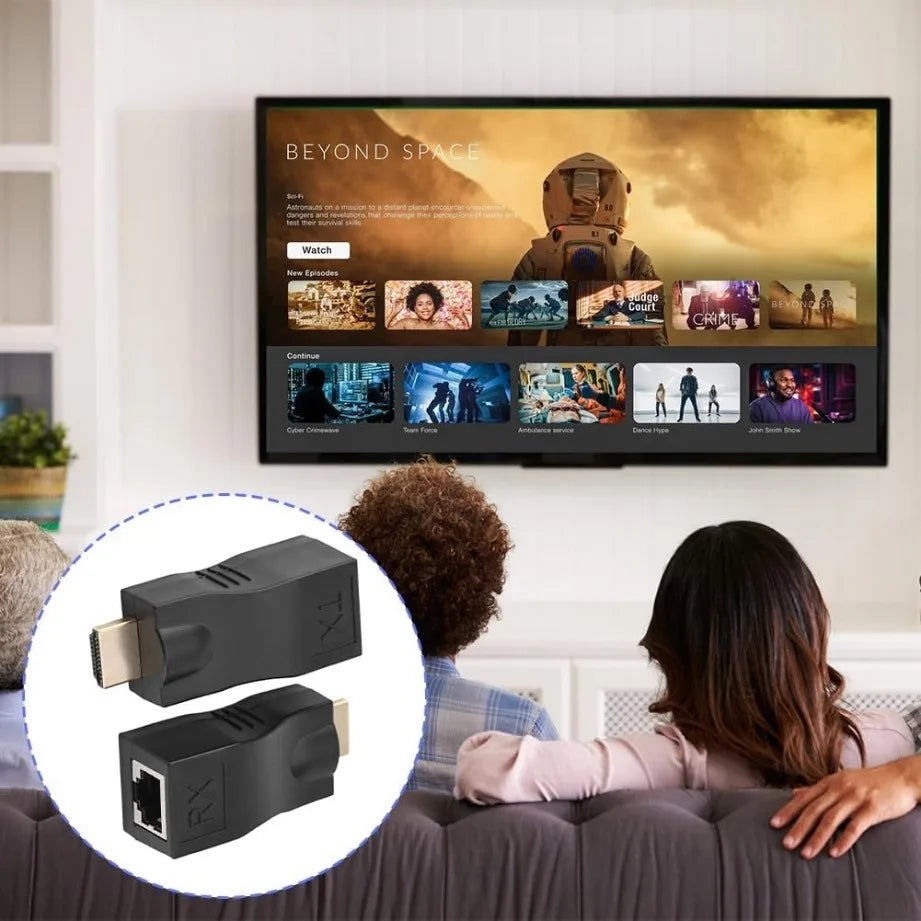 HDMI-compatible to RJ45 Extender HDMI-compatible Extender RJ45 30M Extender to RJ45 Over Cat 5e/6 Network LAN Ethernet Adapter
