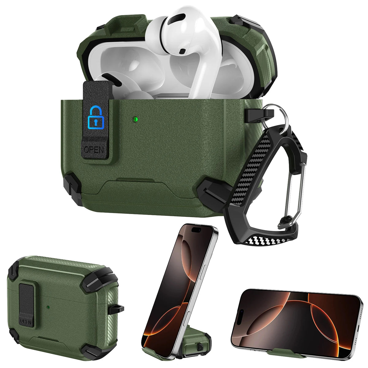 New Security Lock Case For AirPods Pro 3 Pro2 Pro 4 Cover TPU PC Phone Stand Design Protective Cases Fundas Earphone Accessories