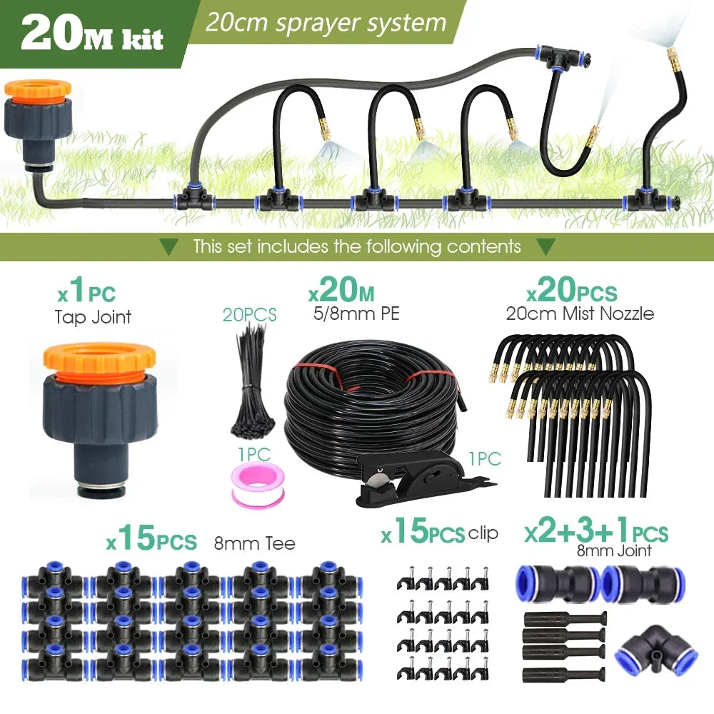 8mm pipe universal watering nozzle - automatic flower watering device with adjustable spray head for watering, irrigation-30M