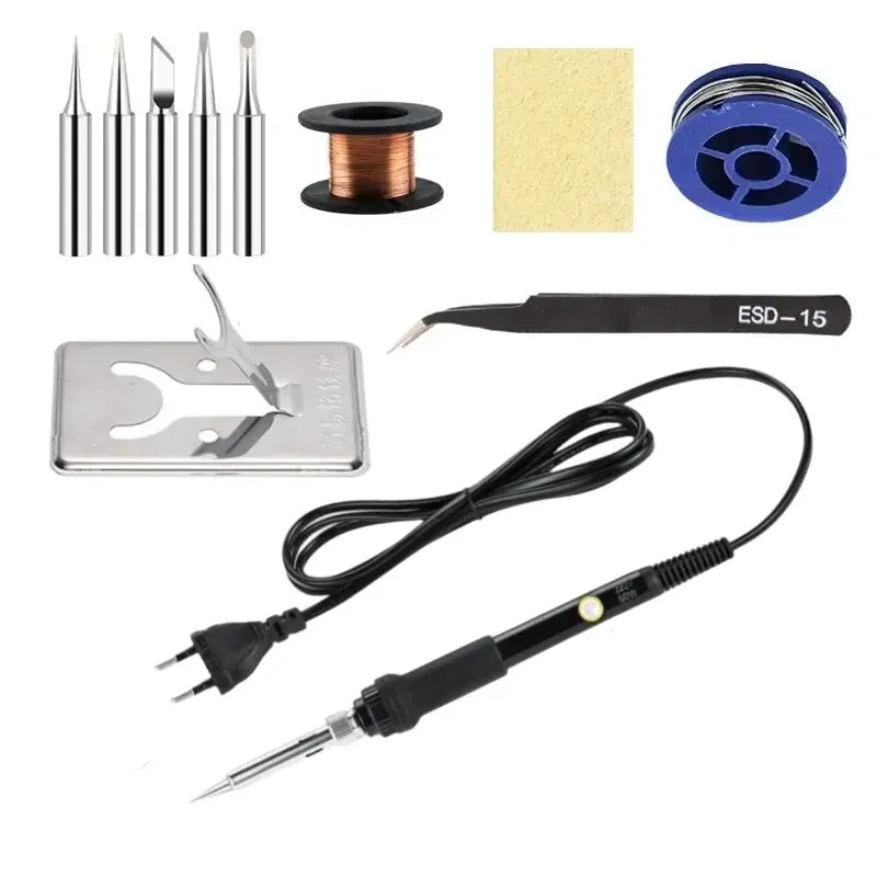 7-piece Set Of Adjustable Temperature Electric Soldering Iron 220V 60W Electric Soldering Iron Set Welding Solder Repair Tool